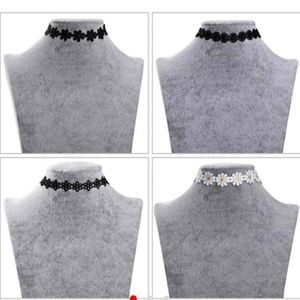 Fabric floral chokers, set of 4